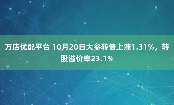 万店优配平台 10月20日大参转债上涨1.31%，转股溢价率23.1%